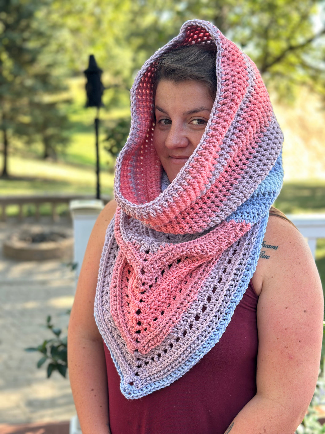 Hooded Cowl - Pink & Blue
